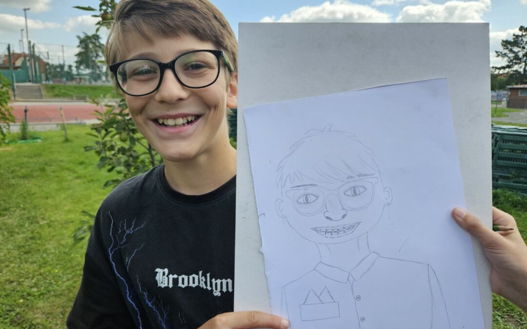6. D: Výtvarka venku a naše karikaturní rychloportéty :-)